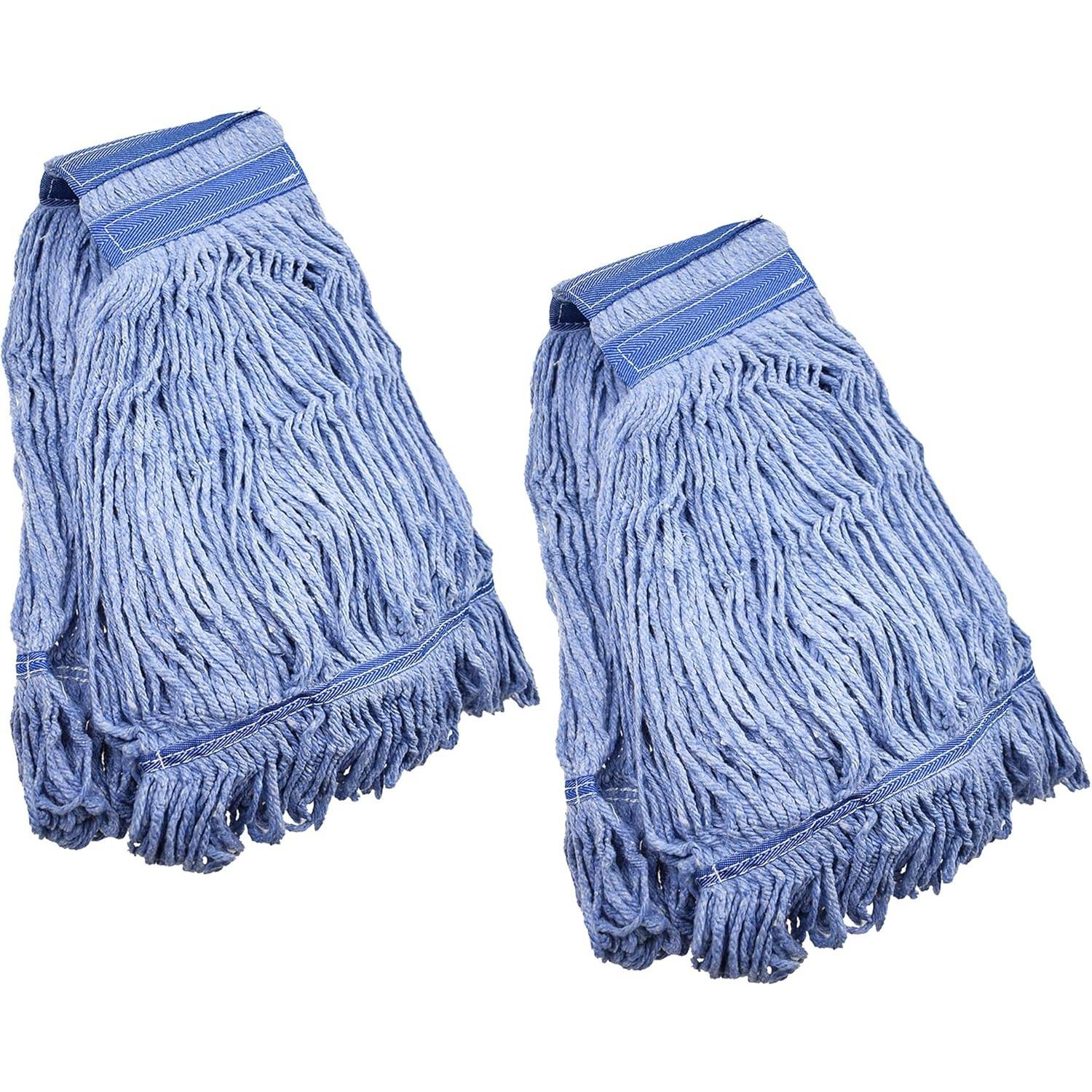 Сменная насадка для швабры Коммерческая Прочная Шнуровая Синяя Мокрая Насадка для Швабры для 3 Типов Коммерческой Ручки Швабры(2,Большой) 2-Pack