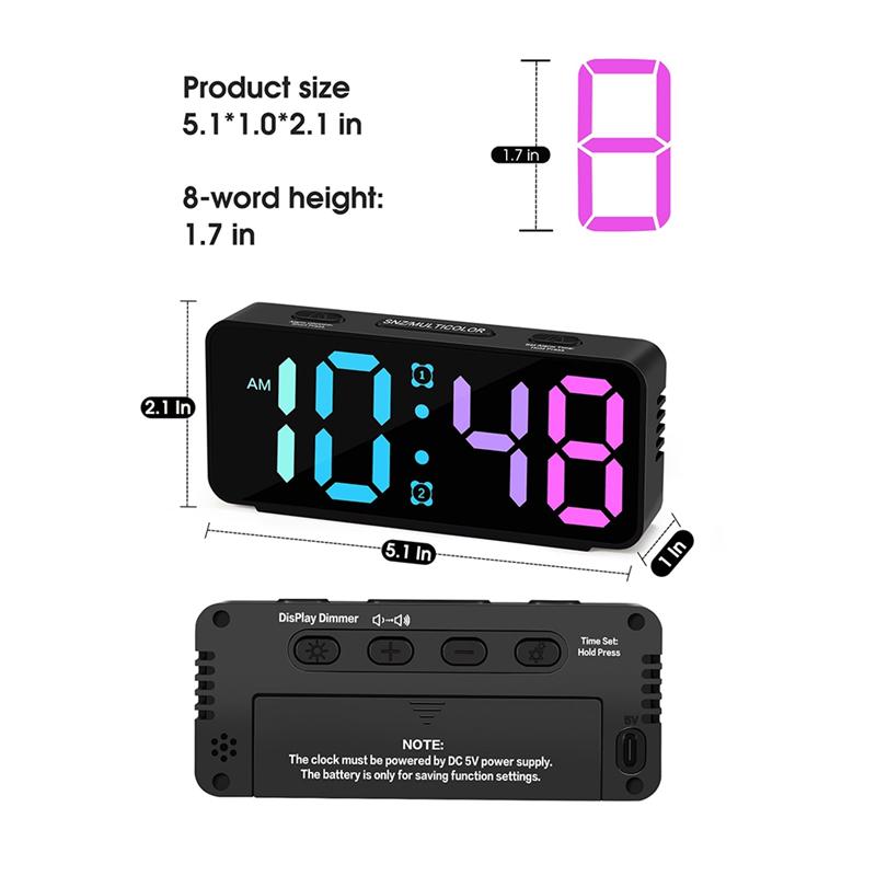 M-Modern-Small Loud Alarm Clock For Heavy Sleepers Adults,Compact Travel Clocks For Bedrooms Bedside,Ok To Wake For Kids,Teens