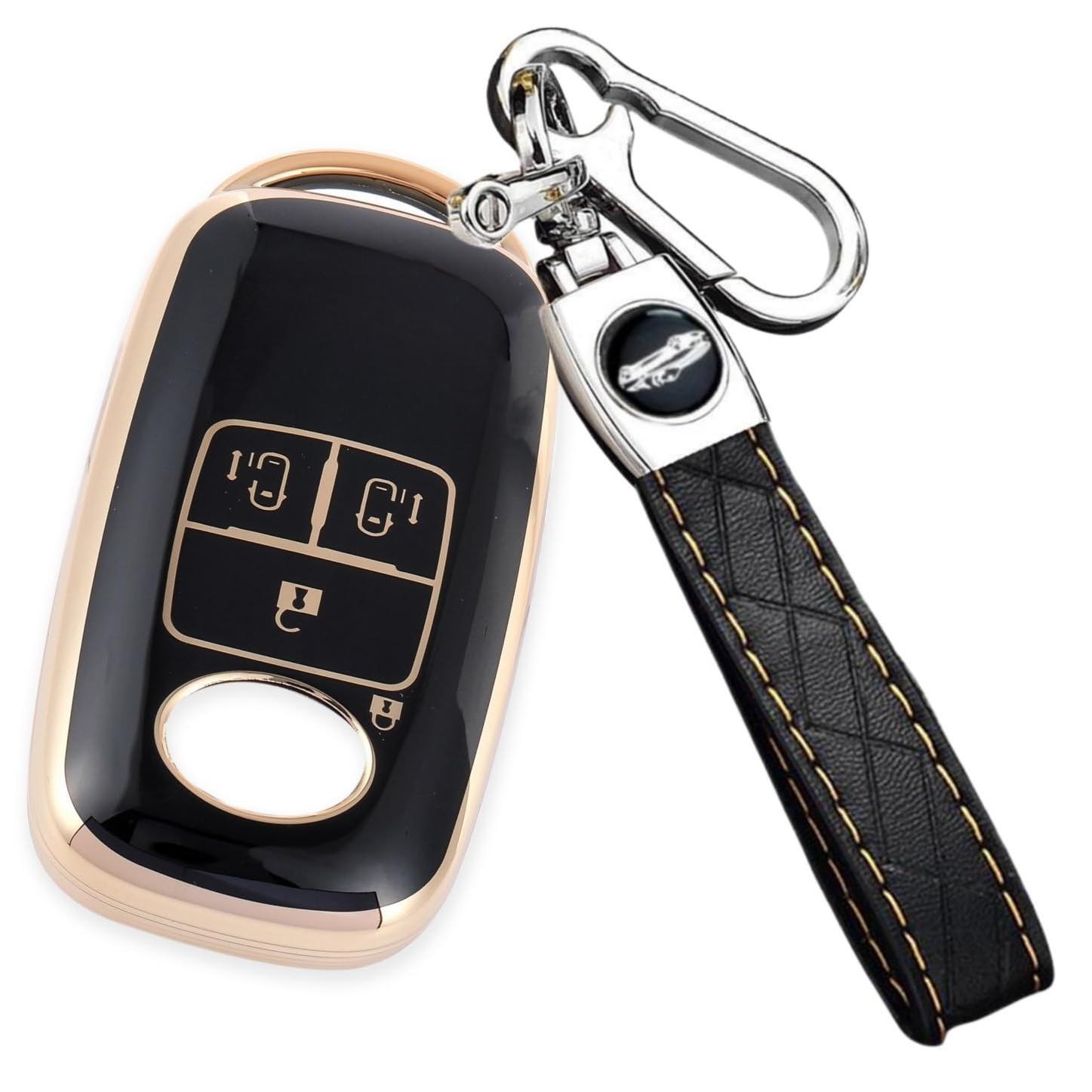 

Чехол для ключа, совместимый с Toyota Rise Daihatsu Rocky New Taft Key Cover Вместительный брелок для ключей на обеих дверях (Раздвижные боковины, черные)
