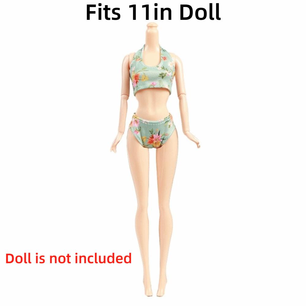 Soft Cloth Fashion Doll Beachwear Floral Print Doll Swimwear Doll Swimsuit Clothes Doll Dress Up