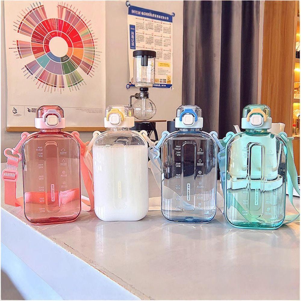 Flat Square Sport Water Bottle 750ML Outdoor Drinking Bottle New Travel Cup Kettle  Camping