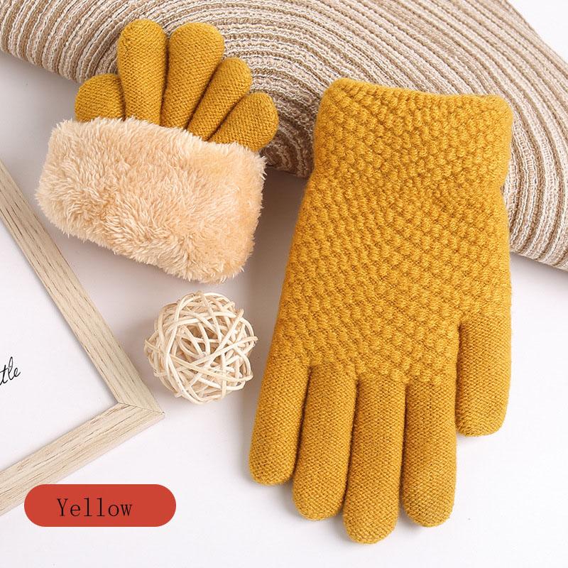 Women's Knitted Gloves For Winter Warm Cold Protection Plus Velvet Double Layer Thicken Outdoor Cycling Touch Screen Glove