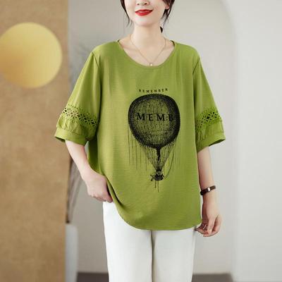 Short Sleeve Oversized Cotton Vintage Casual Loose Tops Women Summer T-shirt