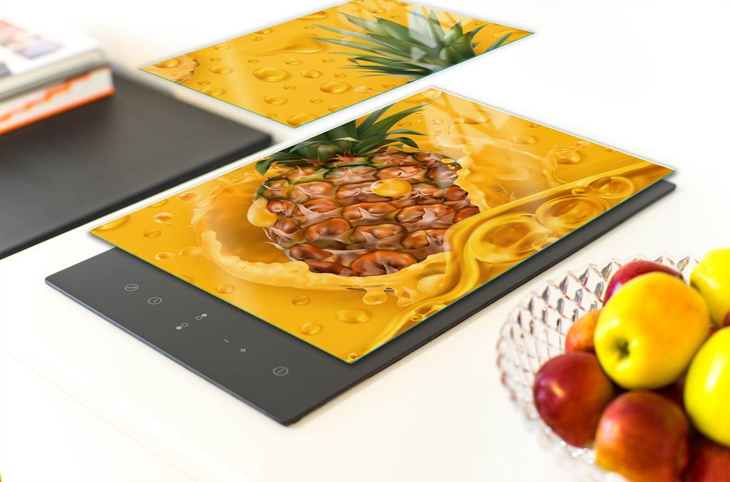 SZKLANA PŁYTA OCHRONNA DO KUCHNI 65x52 ANANAS