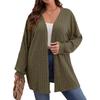 Brushed Solid Color Knit Plus Size Women's Coat - Autumn & Winter, Long-Sleeved, Loose Mid-Length