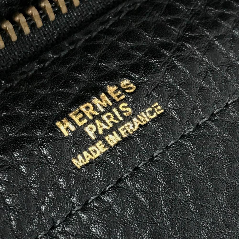 HERMES vintage Serviette Tote Bag Document Handbag Business bag Leather Black