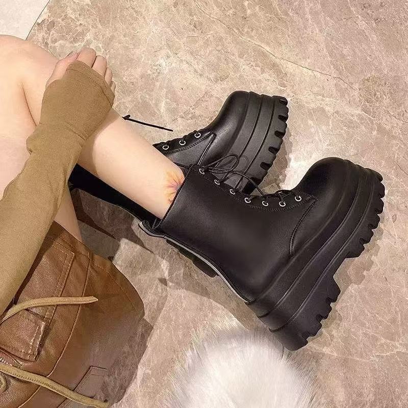 Martin boots cos heightening shoes show legs thin platform shoes British new short boots knight boots fashion locomotive boots