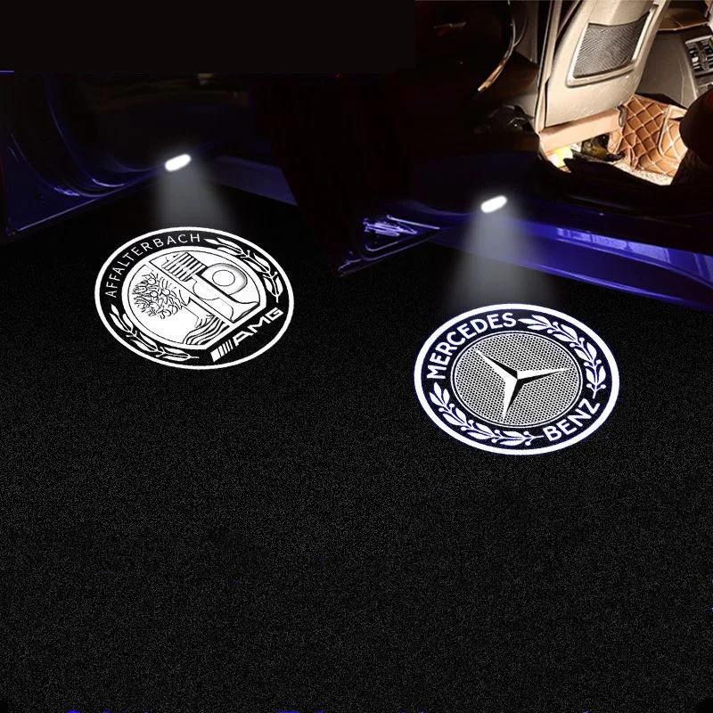 GCTO3 For Mercedes Benz B/C/E/S Class A Class C200L GLC GLK 2PCS Car Door Emblem LED Light Welcome Lamp Wireless Laser Projector
