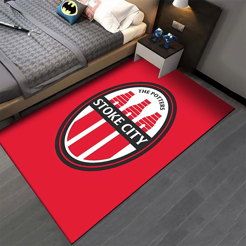 Red Stoke City Logo Carpet suitable as a non-slip mat for the living room or bedroom sofa