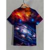 Men's Galaxy Nebula 3D Printed T-Shirt Casual Short Sleeve Crewneck Top Cool Cosmic Space Spiral Galaxy Graphic Tee Trendy Streetwear Summer Clothing