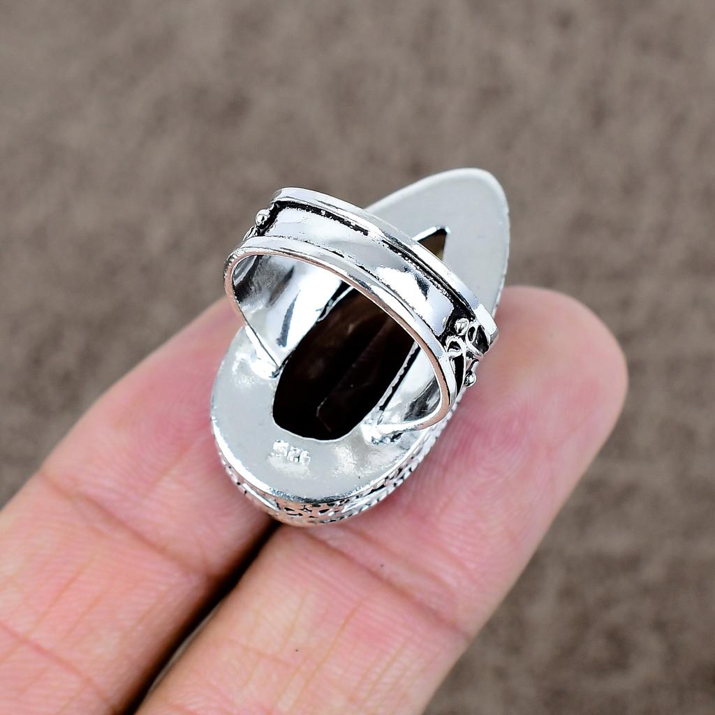 Smoky Topaz Genstone Handmade 925 Sterling Silver Jewelry Ring Size 8 KKG-490