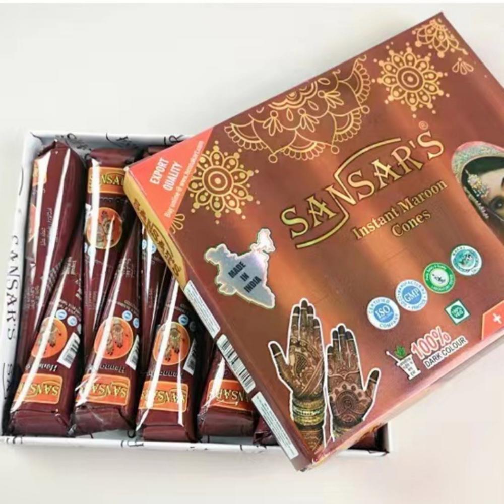 Henna Cones Pre-Mixed Temporary Tattoo Indian Henna Black Brown Body Art Stickers For DIY Body Art Cosmetic Beauty All Ages