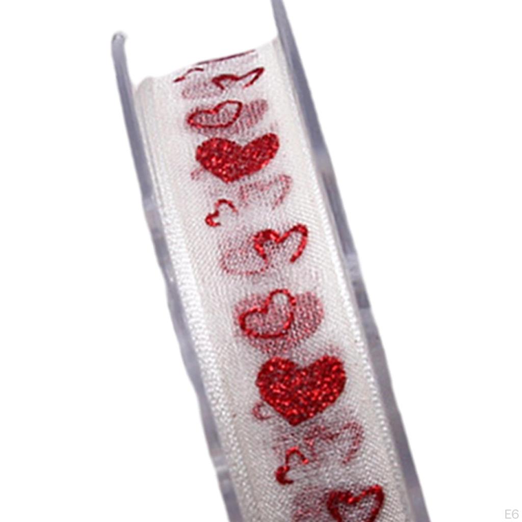 2 Roll Valentine's Day Ribbons Gift Wrapping Wired Heart for Wreath Party