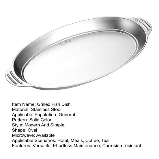 Stainless Steel Roasting Pan with Handles Oval Grilled Fish Pan Multifunctional Baking Pan for Grilled Fish Turkey Lasagna