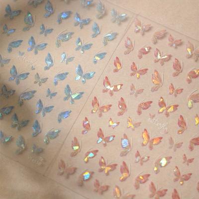 Adesivi per Unghie Autoadesivi Riutilizzabili in Plastica, Tema Animali Fantasy, Multicolore Scintillanti con Farfalle Glitterate, con Regali per le Feste