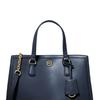 Michael Kors Mk Chantal Logo Solid Grain Magnetic Buckle Zipper Closure Leather Tote Bag Women Tote Navy-Blue 30F2G7CS2T-406