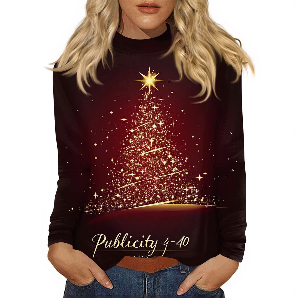 Cămăși de toamnă casual cu mânecă lungă Hanorac cu imprimeu vintage Pulover cu gât înalt