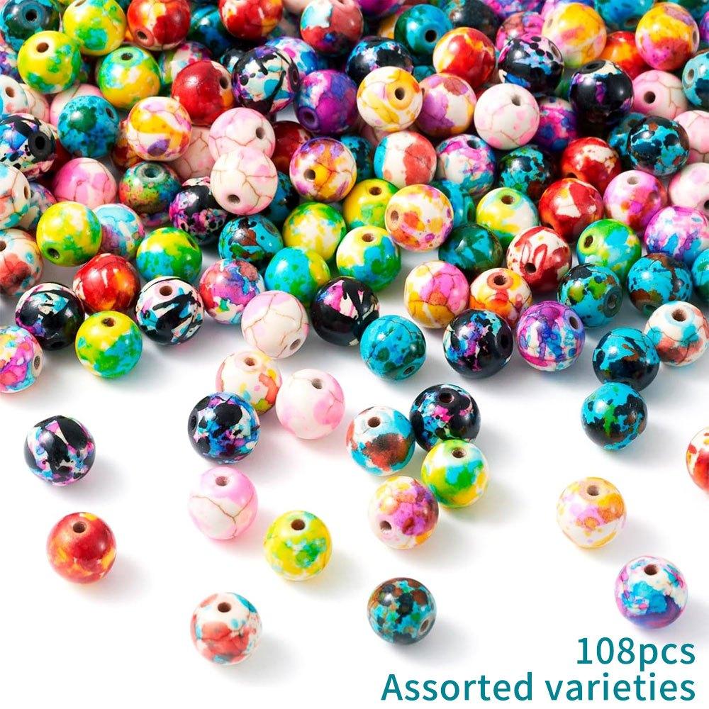 49/108/138pcs Stone Material Ink Decorative Beads Colorful Decorative Beads DIY Bracelet Necklace Earrings Keychain Foot Chain Phone Chain