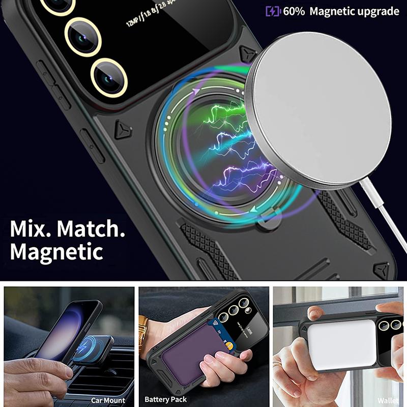Armor Shockproof Phone Case For Samsung Galaxy S20 S21 FE S22 S23 S24 S25 Edge Anti-Fall Finger Ring Holder Magnetic Cover Capa