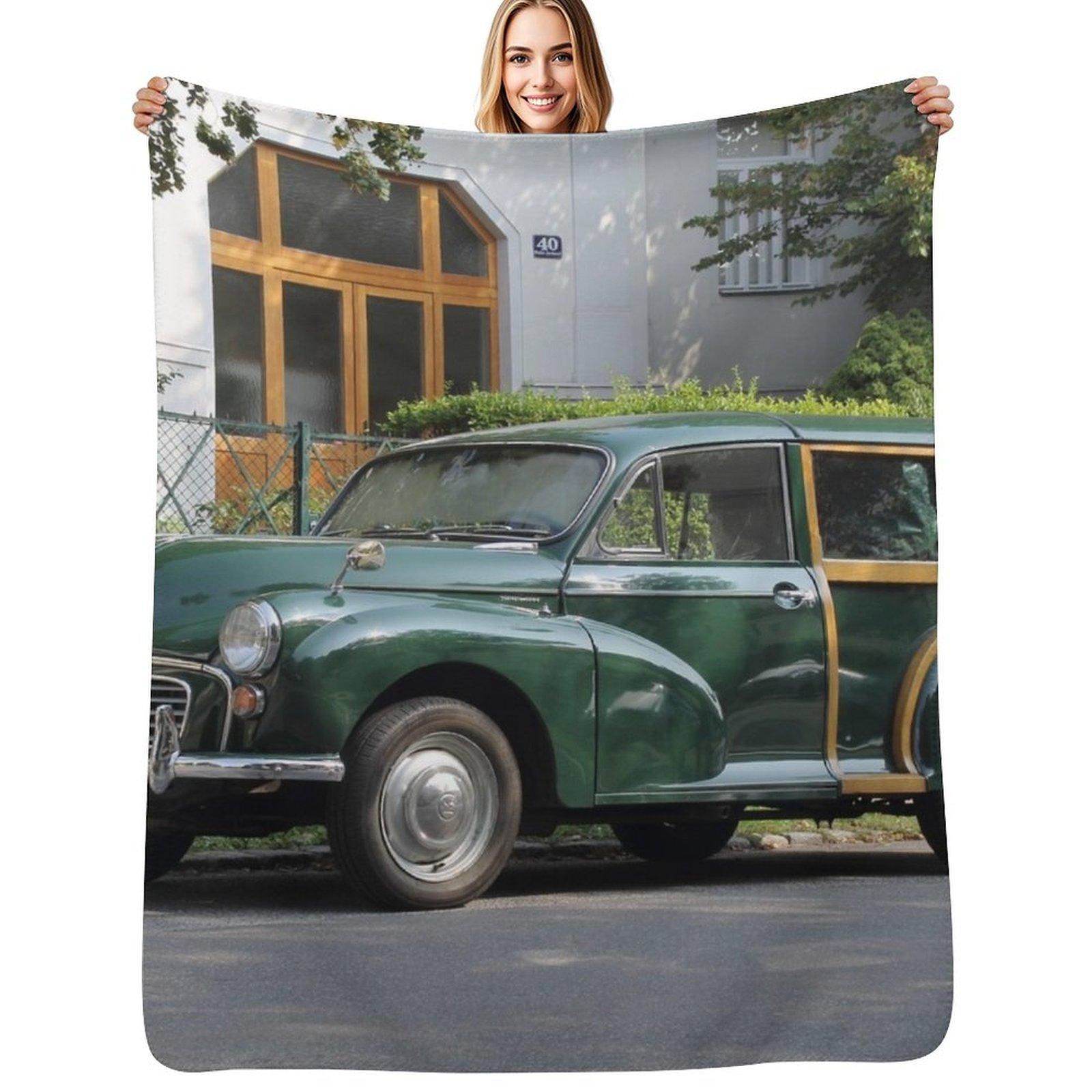 Morris Minor 1000 Traveller Throw Blanket Cozy Throw Blanket Birthday Gift for Him Her Size: 75*100cm, Weight: 230 GSM