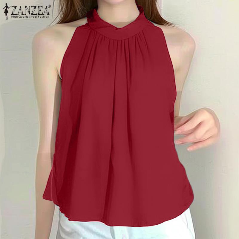 ZANZEA Women Casual O-neck Off Shoulder Sleeveless Tank Tops