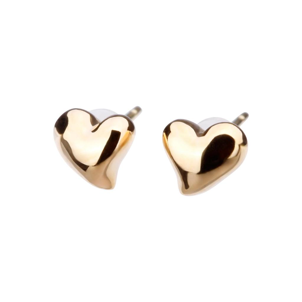 LOKUMI Made In 18K K18 Petite Craft Heart Nickel Earrings, Japan, Gold, Post, K18, Hypoallergenic, Heart, Series, Women's, Simple, Small, 18K, Flower,