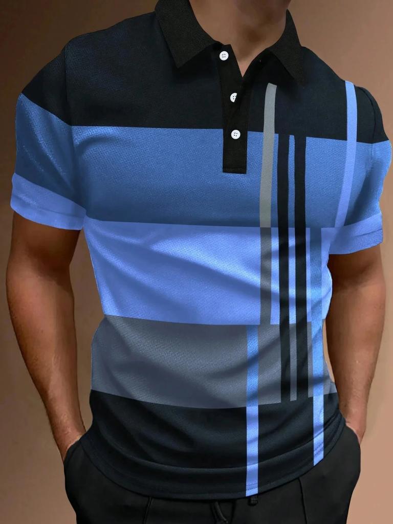 Paint Splatter Print Short Sleeve Polo Shirt, Stylish Casual Wear For Men