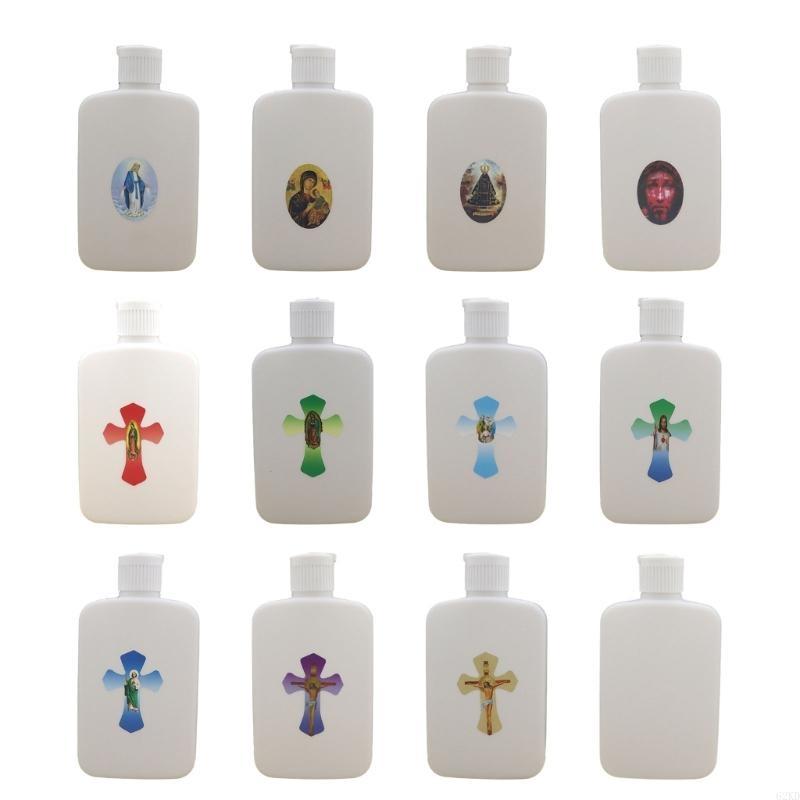 62KD Holy Water Bottle Religious Refillable Holy Water Container Baptisms Lotion Bottle with Screw Lid Catholic Accessories
