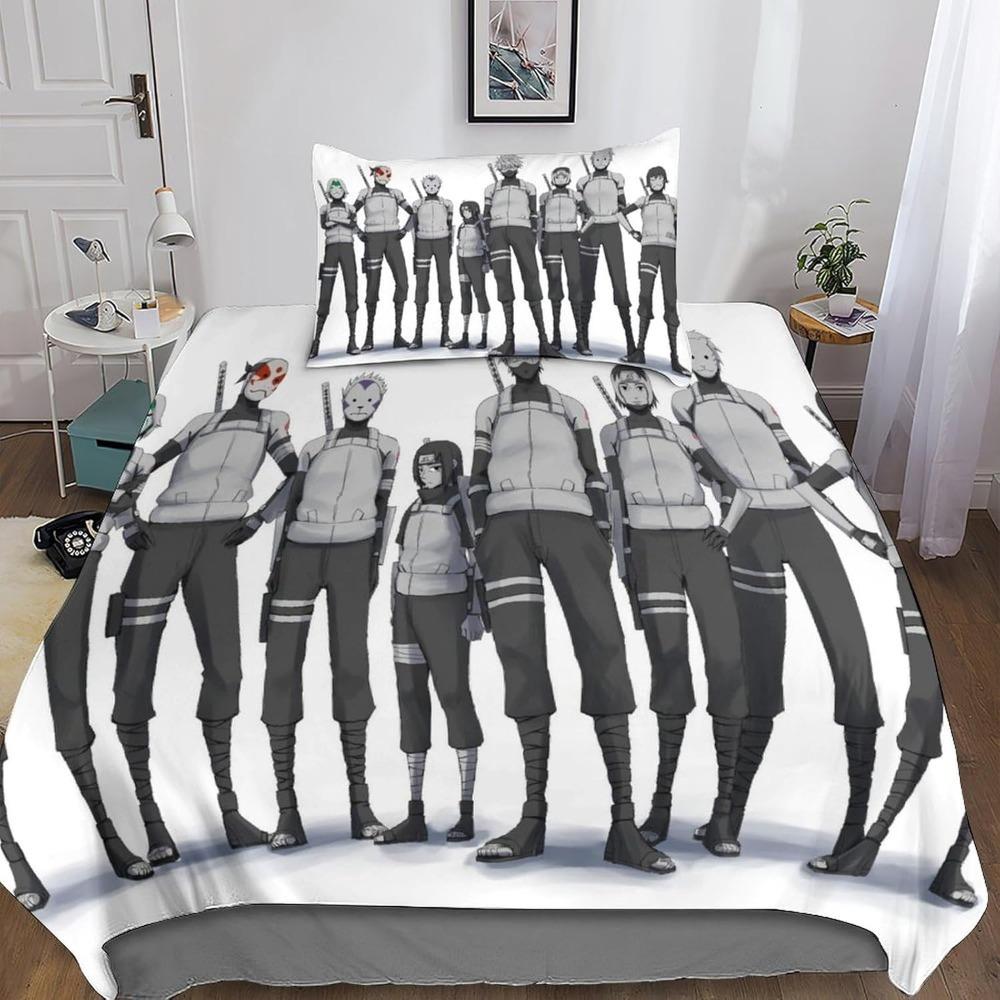 Anime Naruto Microfibre Bedding Sets, Children's Birthday Gift with Zip Room Decor for Teenagers Adulte 3-Piece Duvet Cover
