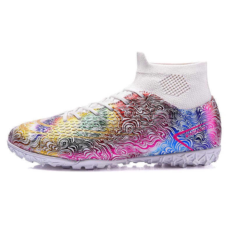 Spring and summer new men's outdoor sports shoes fashion abstract style football shoes long and short nail shoes sneakers