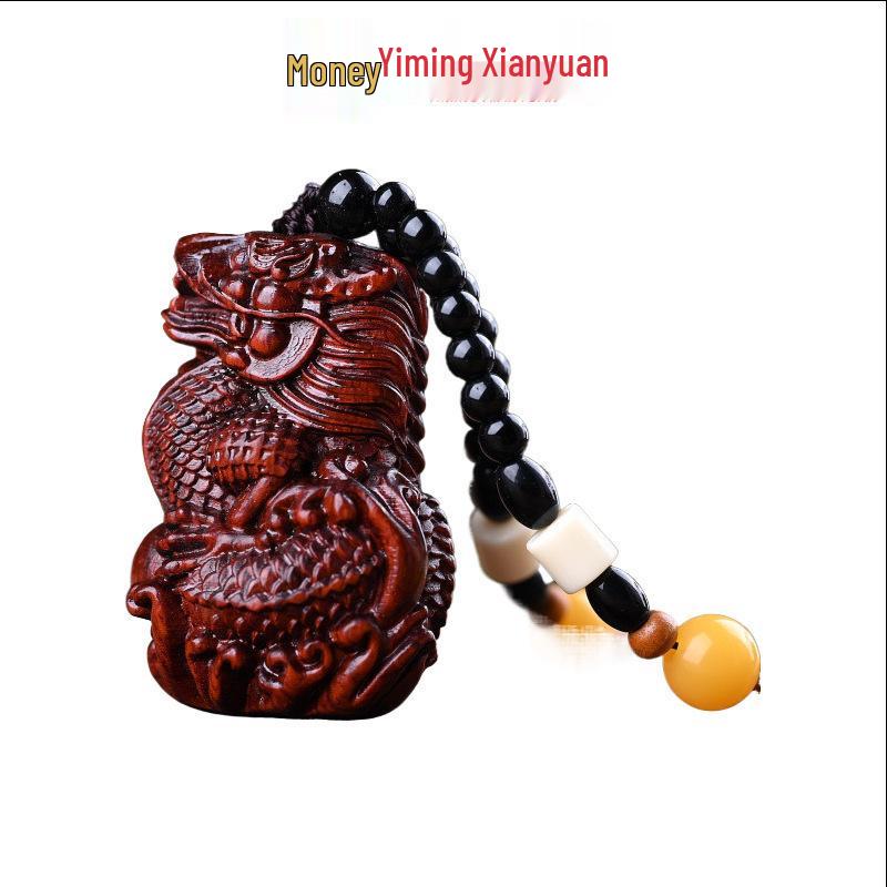 Rosewood Carved Pixiu Ornament: Gourd & Dragon Turtle Handicraft