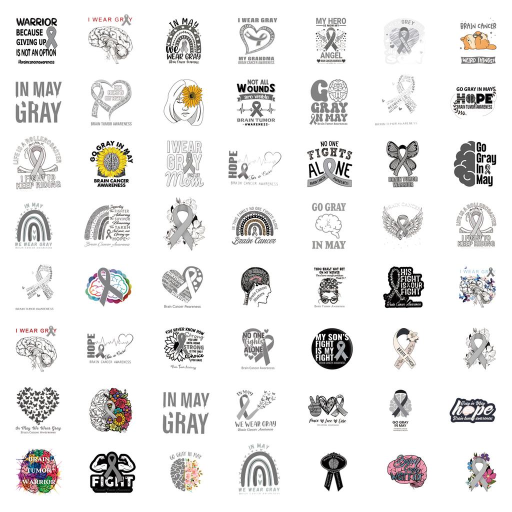 55 New Brain Tumor Awareness Graffiti Stickers Decorate Suitcase Mobile Phone Skateboard Stickers