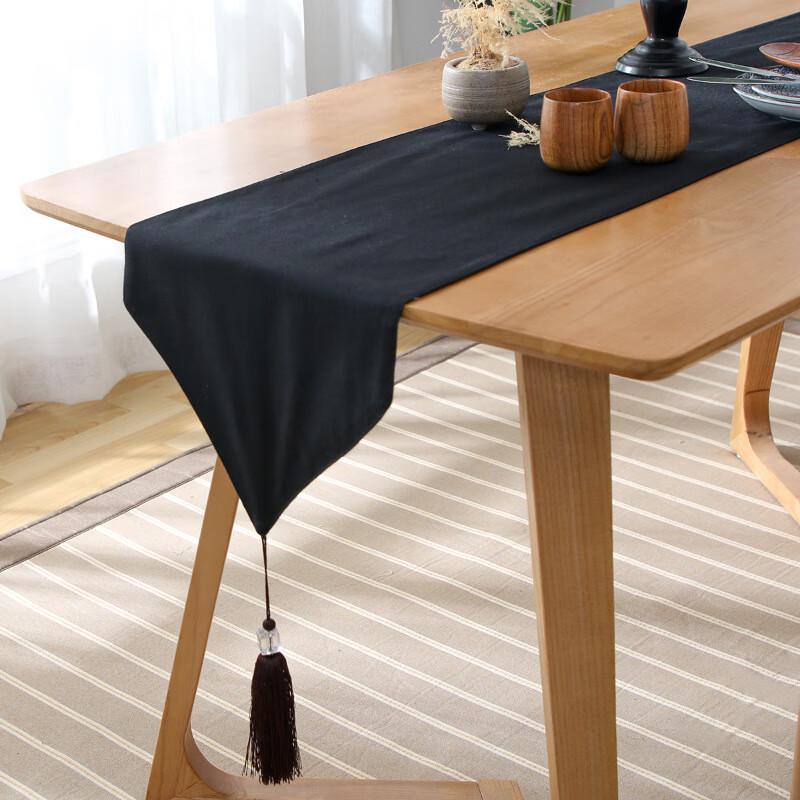 Zen Style Plaid Cotton Linen Table Runner