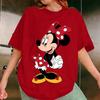 2026 Summer Minnie Mouse Cartoon Women's T Shirt Casual Cotton Short Sleeve Tee Tops Disney Graphic Print Oversized Streetwear