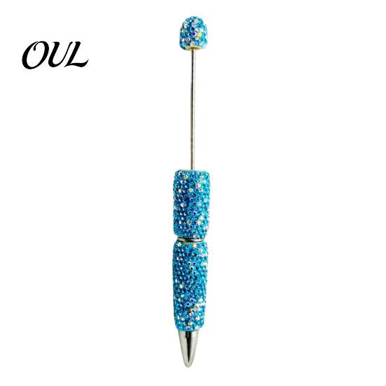 Decorative Diamond Craft Pen Beadable Pens, Bling Rhinestone Beaded DIY Bead Pen, Crystal Shaft Exquisite Stationery Black Ink Ballpoint Pens