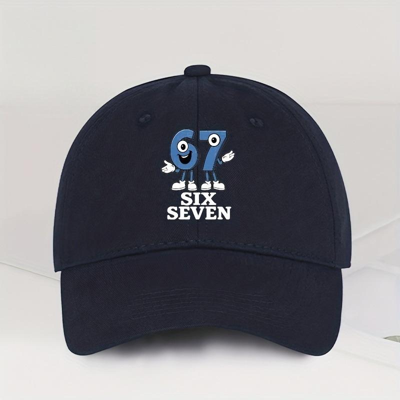 

1pc Solid Color Soft Top Baseball Caps for Women,Six Seven Patterned Printed Stylish and Easy Duckbill Hat,Lightweight for Sport Adjustable темно-синий