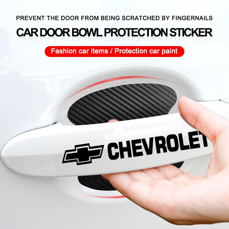Bil Dörrklistermärke Kolfiber Repor Bil Handtag Skyddsfilm för Chevrolet Cruze Malibu Sail Spark Captiva Equinox Trax Tracker AVEO Lova Husbil