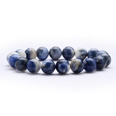 8mmdiy Natural Stone Bead Simple Hand-strung Men's Blue Pattern Stone Bracelet