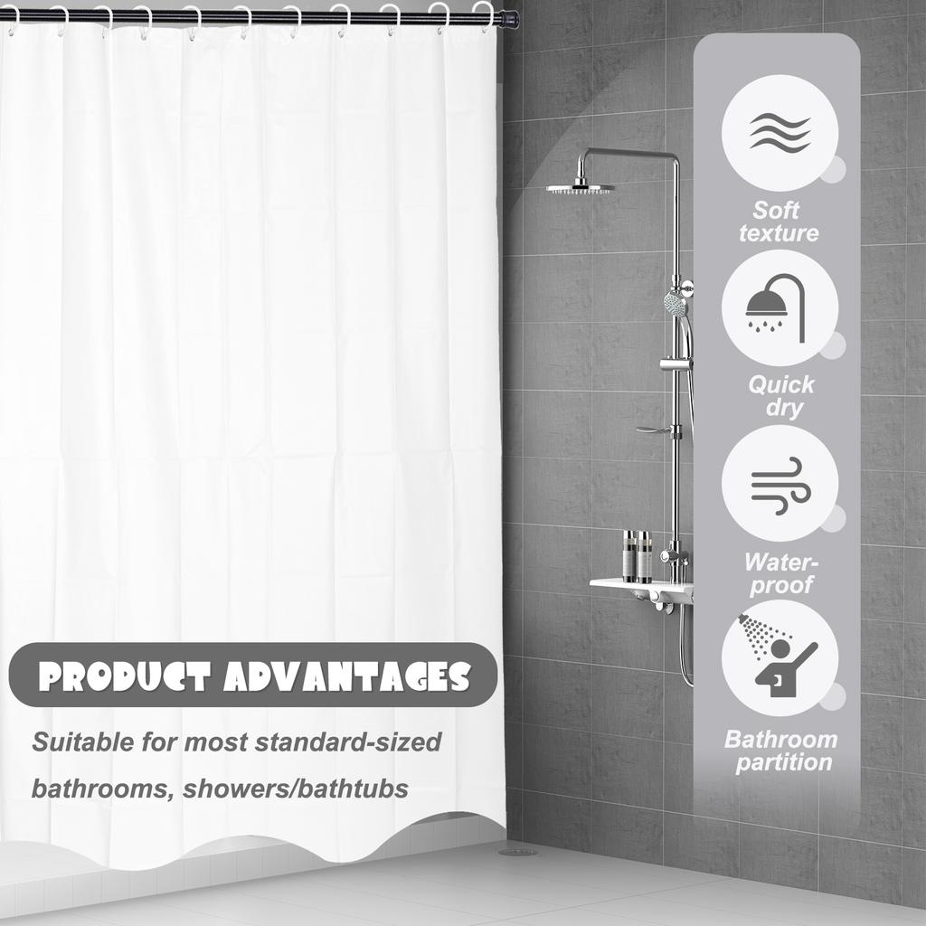 PEVA Shower Curtain Waterproof Plastic Clear Bath Curtains Transparent/Colorful Bathroom Curtains Mildew Home Luxury with Hooks