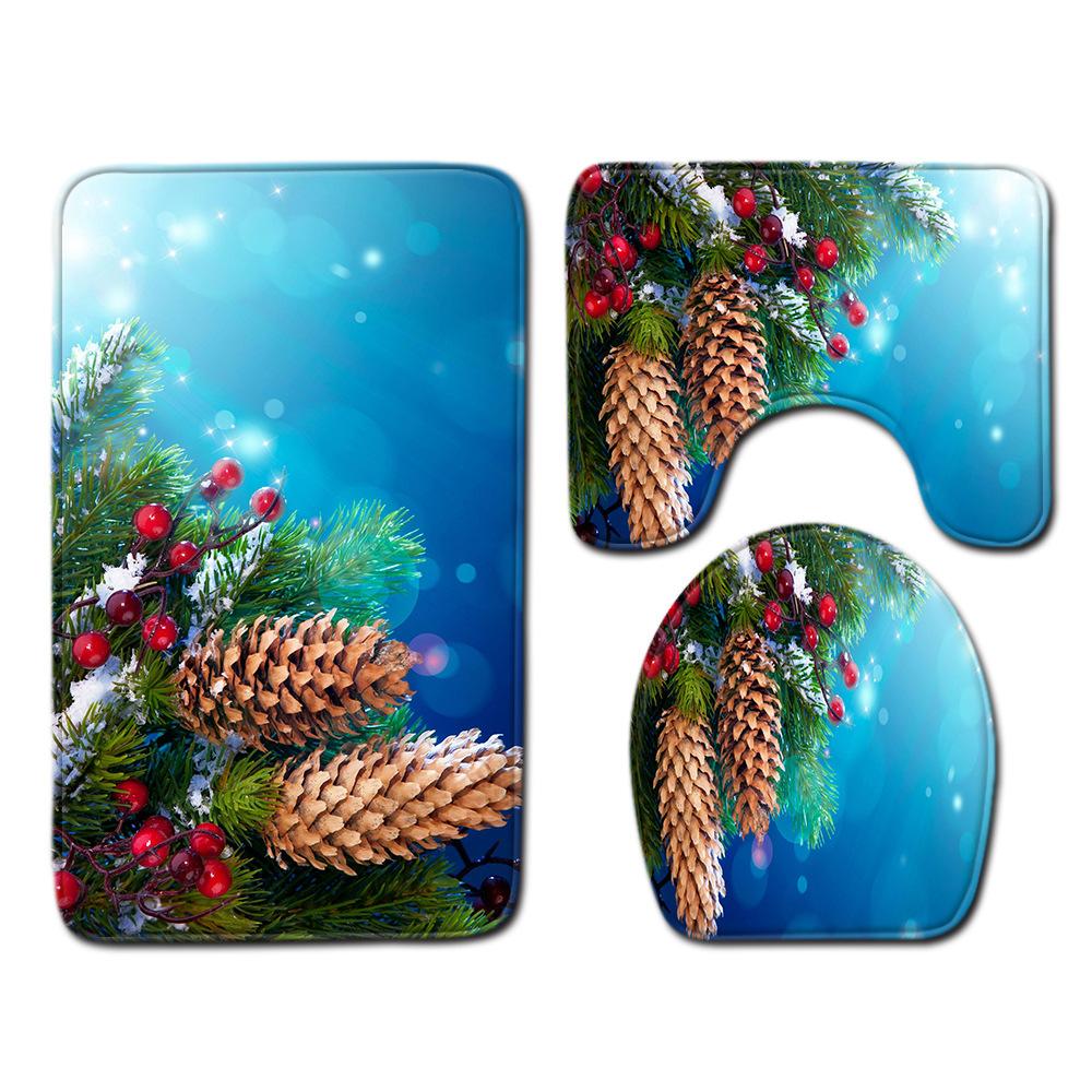 

Christmas Bathroom Floor Mat Toilet Three-Piece Set 45cmx75cm