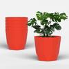 Hexa 6 Inch Pack of 6 Piece Plastic Plant Pot for Home Decor Indoor Plant Pots for Living Room Plastic Flower Pot for Garden (Red)