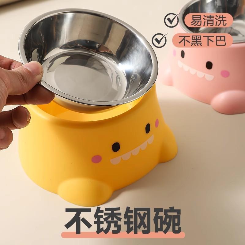 Stainless steel cat bowl dog bowl food basin anti-overturn cat drinking bowl puppy rice basin pet supplies