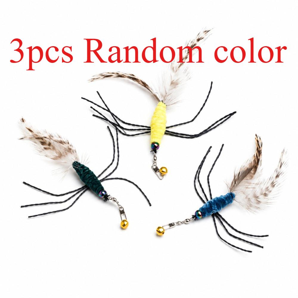 3pcs Artificial Insect Cat Toy Teaser Stick for Changing Heads Feather Pet Toys Wand Accessories
