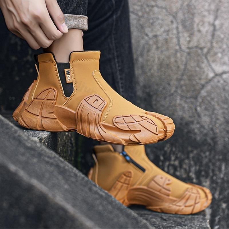 High Top Men's Shoes Autumn Winter New Versatile Sports Running Casual Trendy Shoes Lightweight Anti Slip Outdoor Hiking Shoes