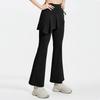 Women's 2-in-1 High Waisted Wide Leg Pants, Casual Solid Color Sports Pants, Yoga Pants