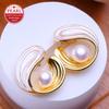 LSOOYH Natural Freshwater Pearl Earrings Gold Color Stud Earrings Fashion Birthday Gifts For Women Party Jewelry