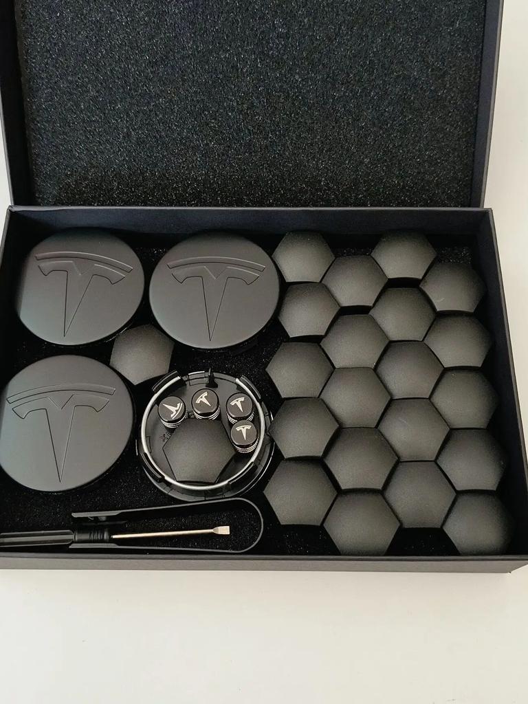 DQVFC1 56MM 5 Pièces 27 Pièces 31 Pièces Pour Tesla Model3 S/X Y Cache-Moyeu de Roue Jante Cache-Centre de Roue Accessoires de Décoration Cybertruck Roadster