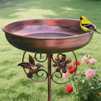 Cast Iron Outdoor Bird Bath Five Prongs Base Feeding Stations Metal Bird Feeder  Courtyard