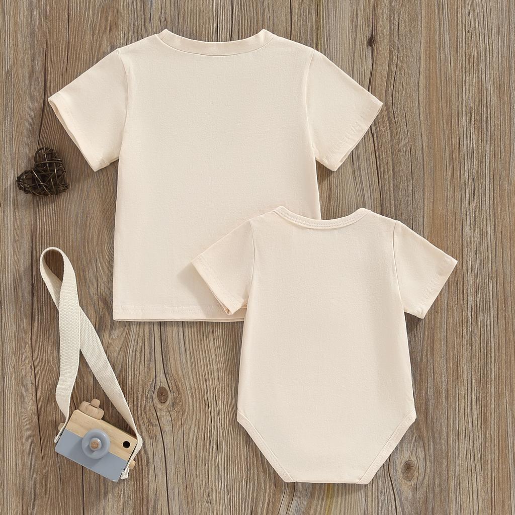 Große Schwester Kleine Schwester Partnerlook Kinder Baby Mädchen Sommerkleidung Buchstabenaufdruck Kurzarm Strampler/T-Shirts