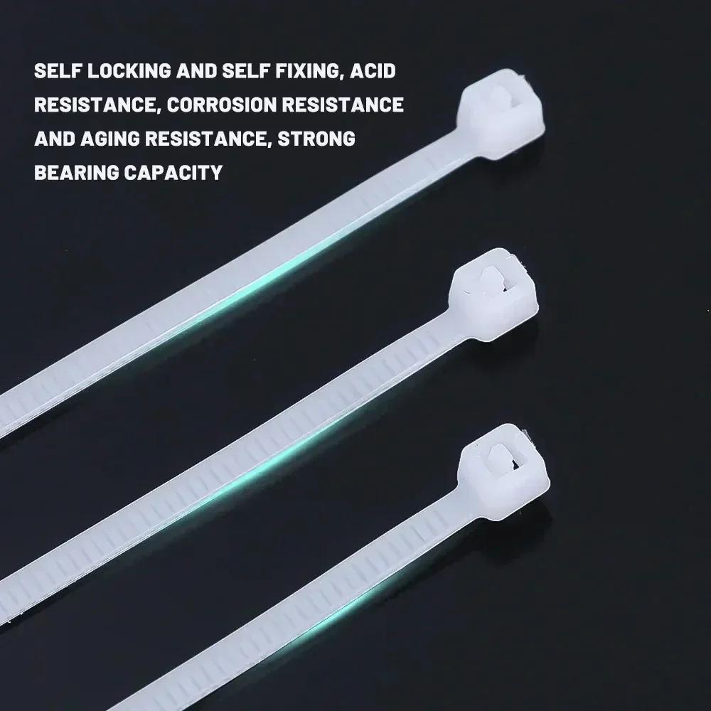 1000/100Pcs Plastic Nylon Cable Tie Self-locking Cord Ties Straps Fastening Loop Adjustable Wire Ties Home Hardware Organizer